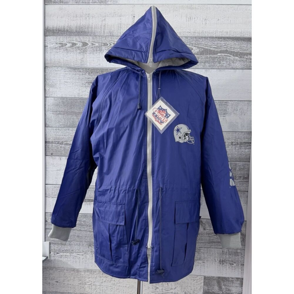 Game Day NFL Dallas Cowboys Rain Coat with Quilted Flannel Lining Hooded Large